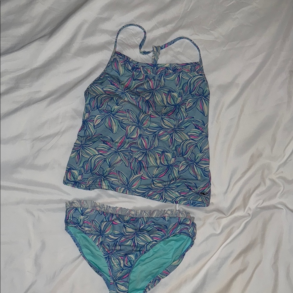Vineyard Vines Blue and Pink Bikini with Swirling Design